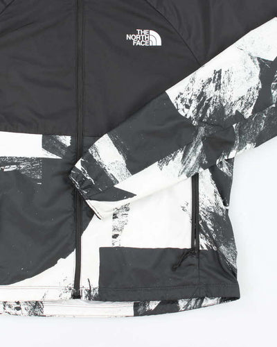 Women's The North Face Black and White Graphic Hooded Windbreaker - M