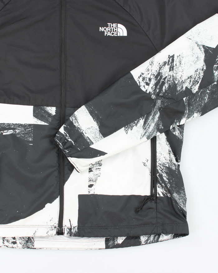 Women's The North Face Black and White Graphic Hooded Windbreaker - M