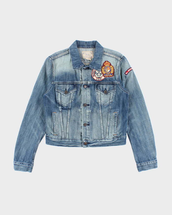 Polo Ralph Lauren Button Up Embroidered Patches Denim Jacket - M