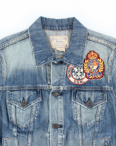 Polo Ralph Lauren Button Up Embroidered Patches Denim Jacket - M