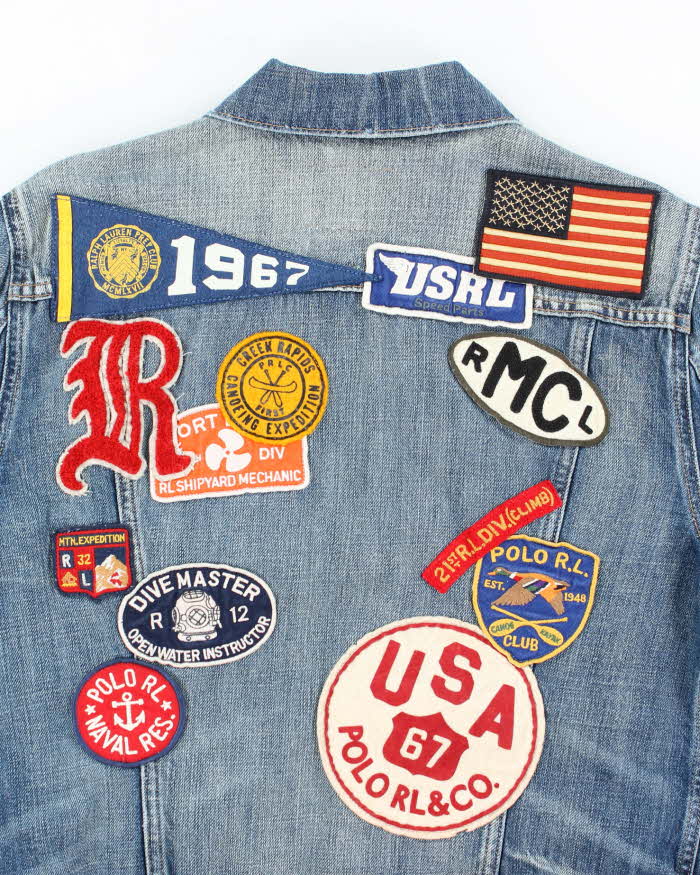 Polo Ralph Lauren Button Up Embroidered Patches Denim Jacket - M