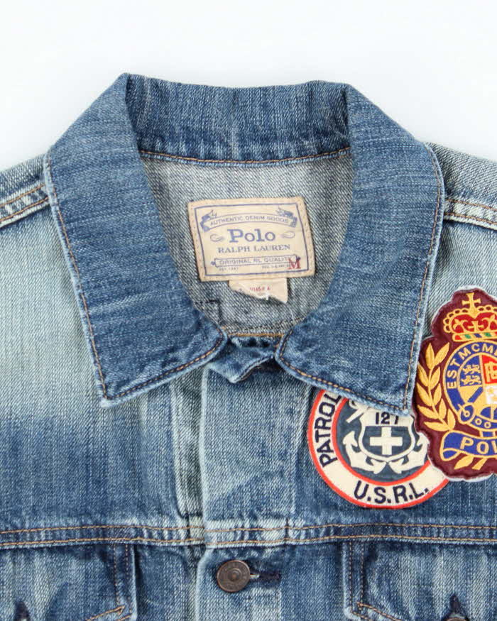 Polo Ralph Lauren Button Up Embroidered Patches Denim Jacket - M