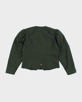 Vintage 1990s Geiger Puff Sleeve Dark Moss Green Blazer - S