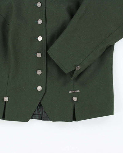 Vintage 1990s Geiger Puff Sleeve Dark Moss Green Blazer - S