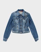 Vintage Y2K Guess Jeans Cropped Medium Wash Denim Jacket - M