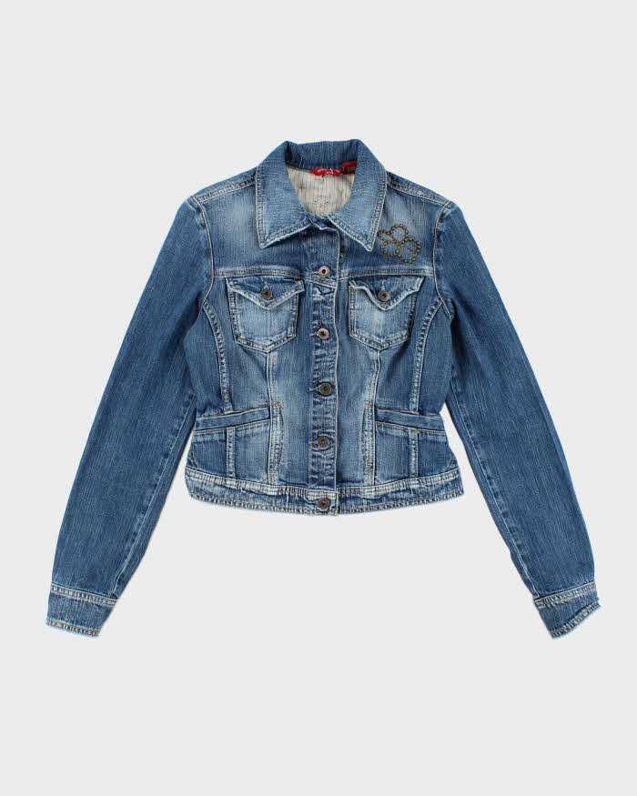 Vintage Y2K Guess Jeans Cropped Medium Wash Denim Jacket - M