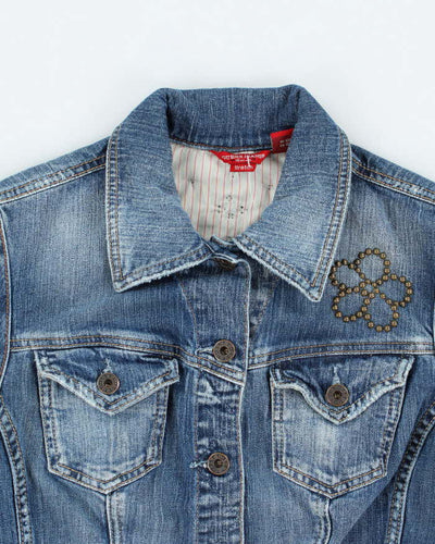 Vintage Y2K Guess Jeans Cropped Medium Wash Denim Jacket - M
