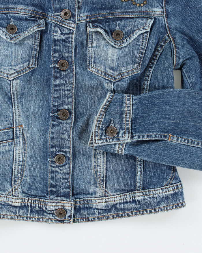 Vintage Y2K Guess Jeans Cropped Medium Wash Denim Jacket - M