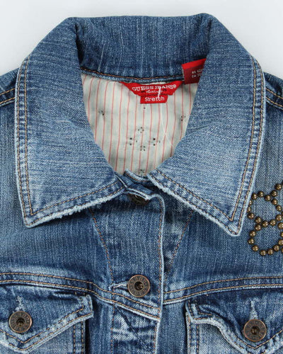 Vintage Y2K Guess Jeans Cropped Medium Wash Denim Jacket - M
