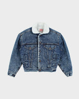 Vintage 90's Levi's Fleece Lined Stone Wash Denim Jacket - S