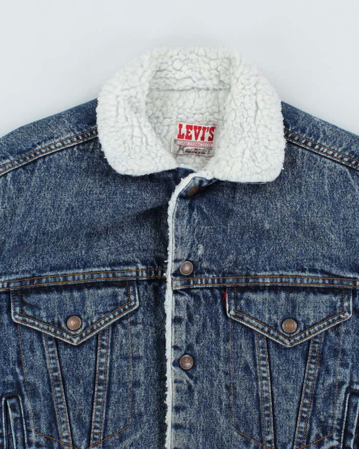 Vintage 90's Levi's Fleece Lined Stone Wash Denim Jacket - S