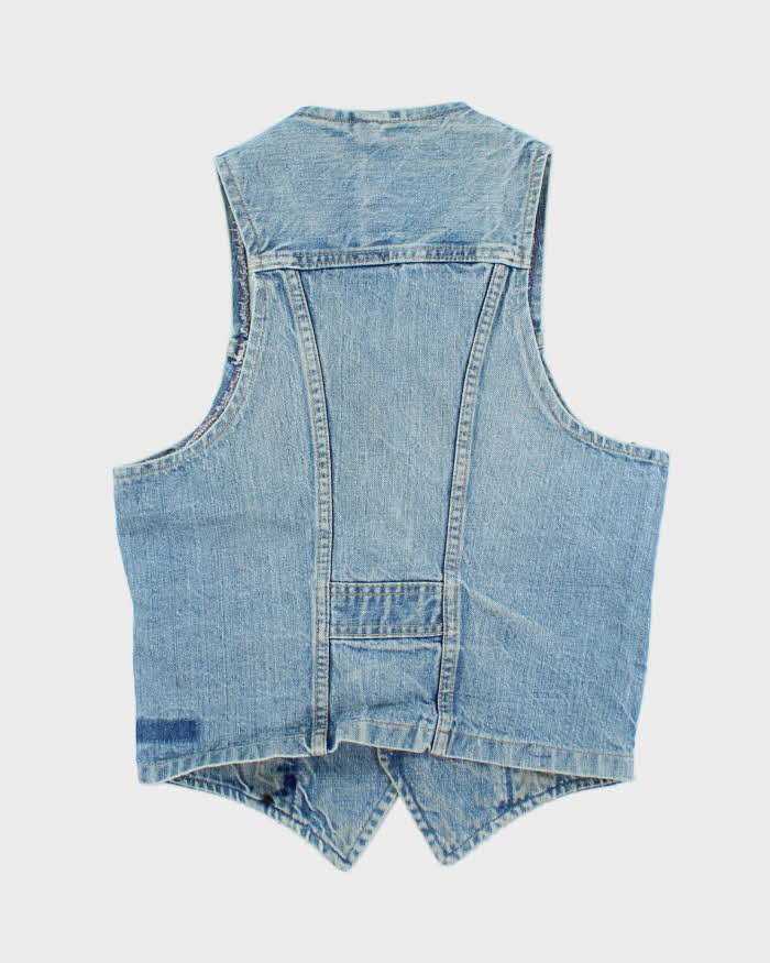 Vintage 80's GWG Light Wash Faded Denim Gilet Jacket - M