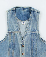 Vintage 80's GWG Light Wash Faded Denim Gilet Jacket - M