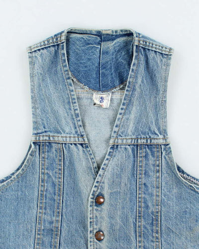 Vintage 80's GWG Light Wash Faded Denim Gilet Jacket - M