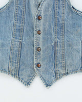 Vintage 80's GWG Light Wash Faded Denim Gilet Jacket - M