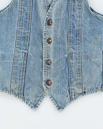 Vintage 80's GWG Light Wash Faded Denim Gilet Jacket - M
