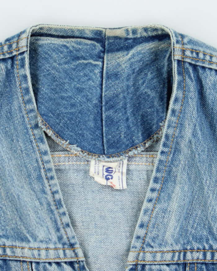 Vintage 80's GWG Light Wash Faded Denim Gilet Jacket - M