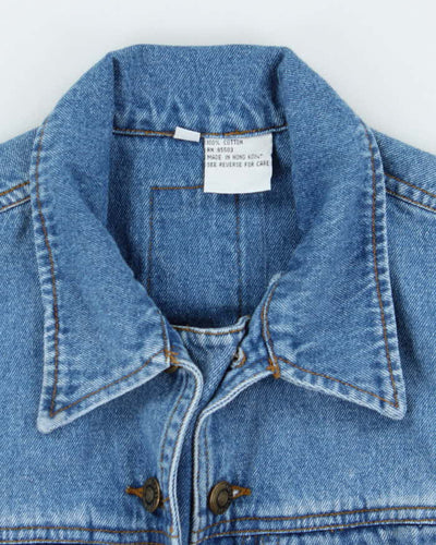 Vintage Y2K Medium Wash Frayed Denim Gilet - S