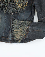Y2K 00s Parasuco Fitted Dark Wash Fringe Denim Jacket - S