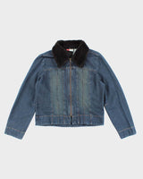 Vintage 90s/00s Faded Glory Faux Fur Collared Denim Jacket - L