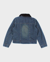 Vintage 90s/00s Faded Glory Faux Fur Collared Denim Jacket - L
