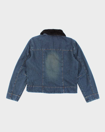 Vintage 90s/00s Faded Glory Faux Fur Collared Denim Jacket - L