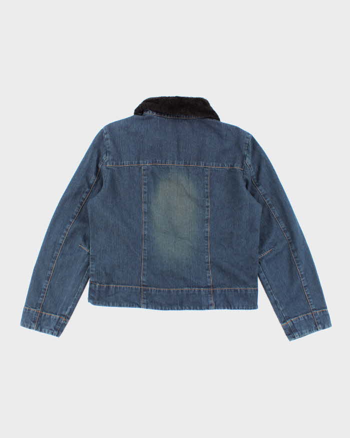 Vintage 90s/00s Faded Glory Faux Fur Collared Denim Jacket - L