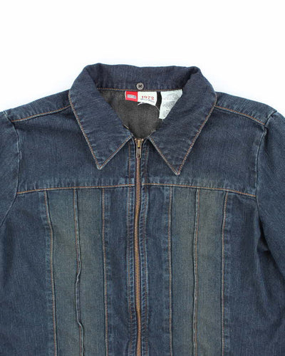 Vintage 90s/00s Faded Glory Faux Fur Collared Denim Jacket - L