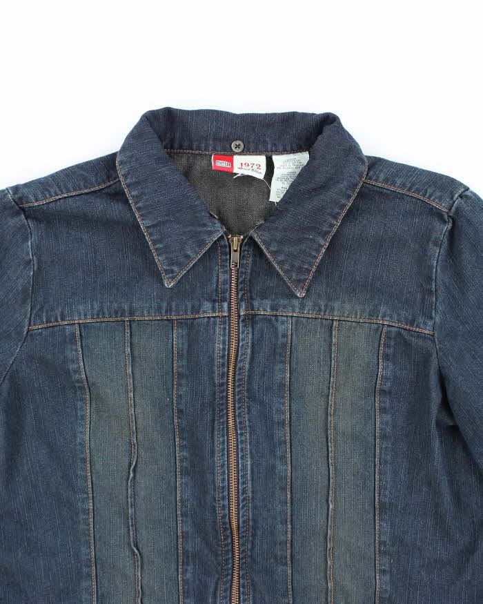 Vintage 90s/00s Faded Glory Faux Fur Collared Denim Jacket - L