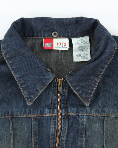 Vintage 90s/00s Faded Glory Faux Fur Collared Denim Jacket - L