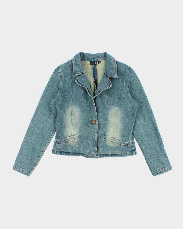 Vintage 90s/00s Faded Denim Fitted Jacket - L