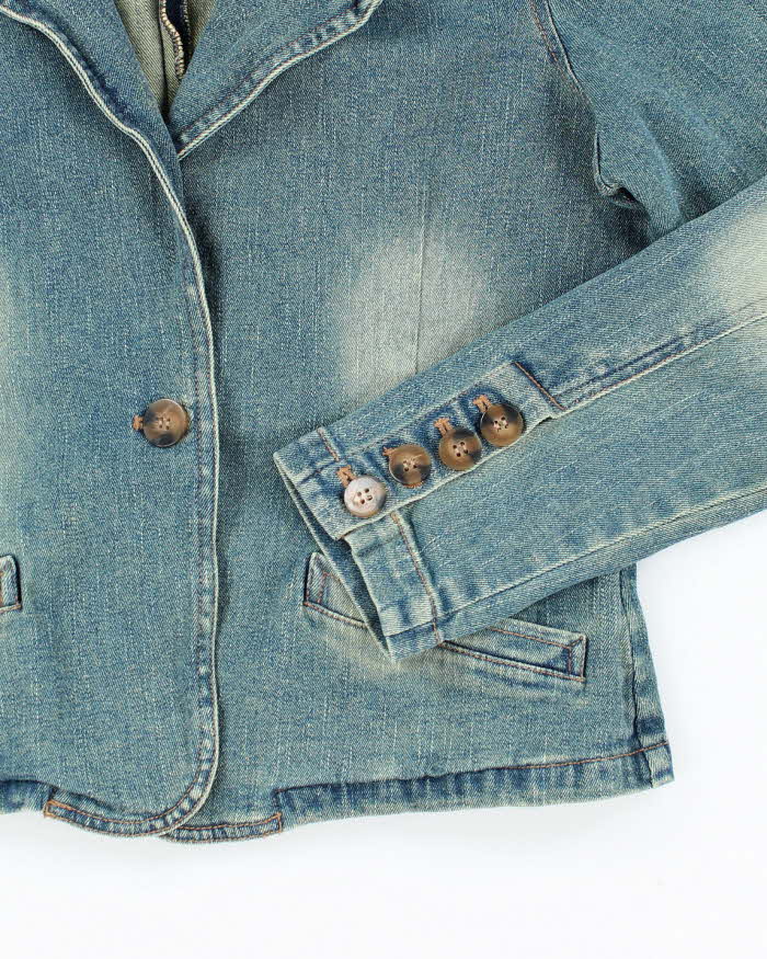 Vintage 90s/00s Faded Denim Fitted Jacket - L