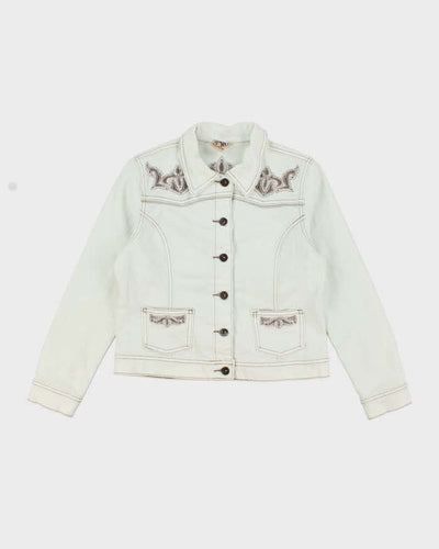Vintage Y2K Miss Cocoa Embroidered Cropped Denim Jacket - S