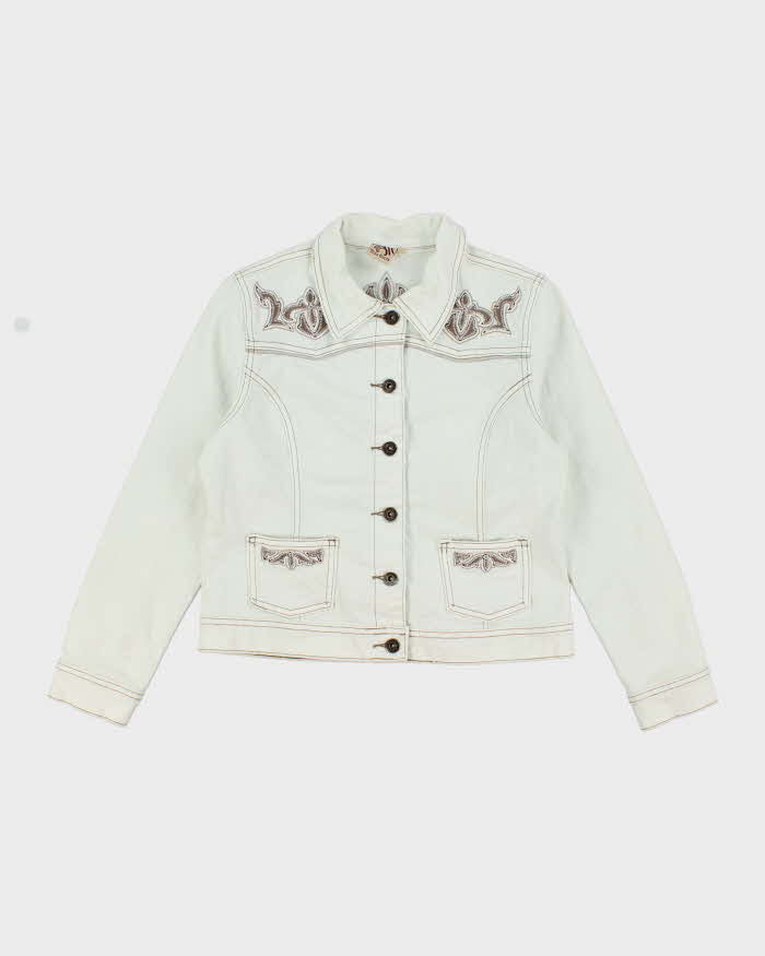 Vintage Y2K Miss Cocoa Embroidered Cropped Denim Jacket - S