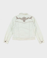 Vintage Y2K Miss Cocoa Embroidered Cropped Denim Jacket - S