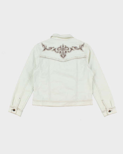 Vintage Y2K Miss Cocoa Embroidered Cropped Denim Jacket - S