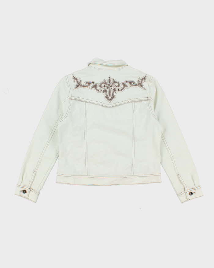 Vintage Y2K Miss Cocoa Embroidered Cropped Denim Jacket - S