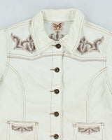 Vintage Y2K Miss Cocoa Embroidered Cropped Denim Jacket - S