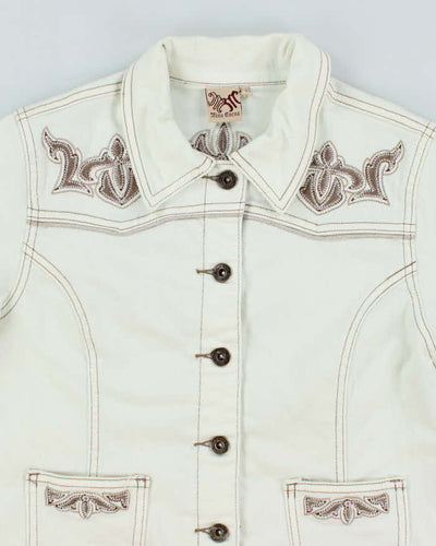 Vintage Y2K Miss Cocoa Embroidered Cropped Denim Jacket - S