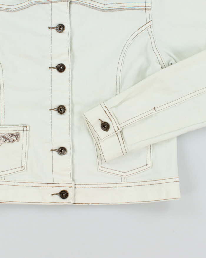 Vintage Y2K Miss Cocoa Embroidered Cropped Denim Jacket - S