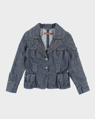 Vintage Y2K Double Breasted Multi-Pocketed Denim Jacket - S