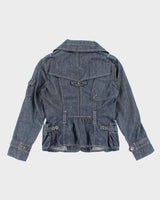 Vintage Y2K Double Breasted Multi-Pocketed Denim Jacket - S