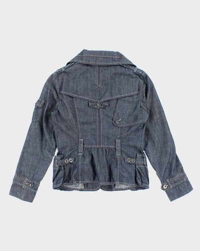 Vintage Y2K Double Breasted Multi-Pocketed Denim Jacket - S