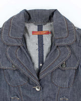 Vintage Y2K Double Breasted Multi-Pocketed Denim Jacket - S