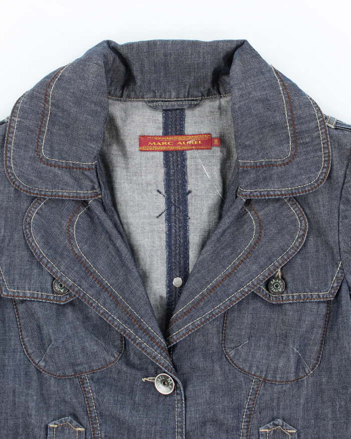 Vintage Y2K Double Breasted Multi-Pocketed Denim Jacket - S