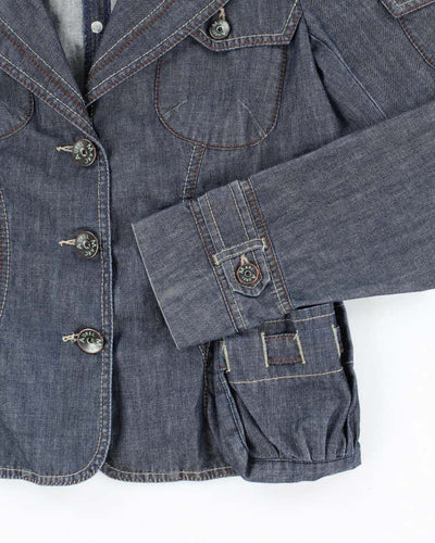 Vintage Y2K Double Breasted Multi-Pocketed Denim Jacket - S