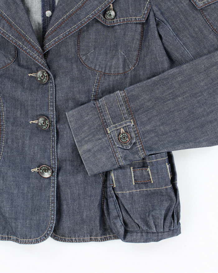 Vintage Y2K Double Breasted Multi-Pocketed Denim Jacket - S