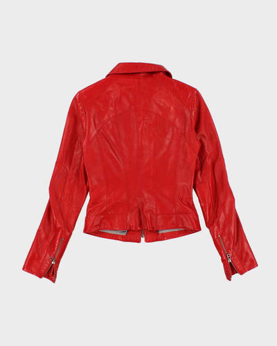 Vintage Y2K Danier Cropped Red Leather Jacket - XXS