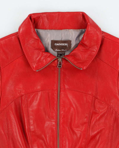 Vintage Y2K Danier Cropped Red Leather Jacket - XXS