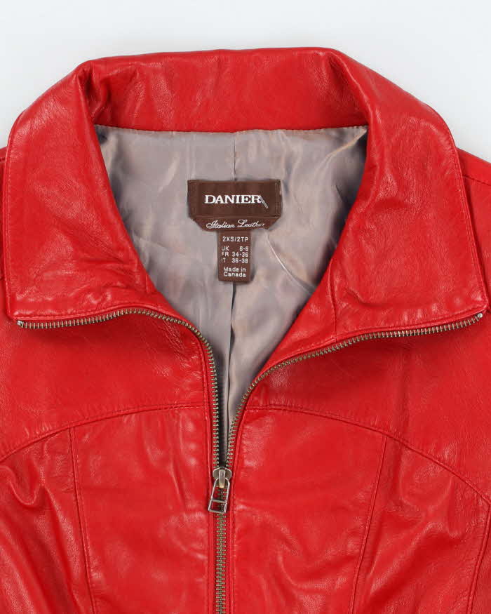 Vintage Y2K Danier Cropped Red Leather Jacket - XXS